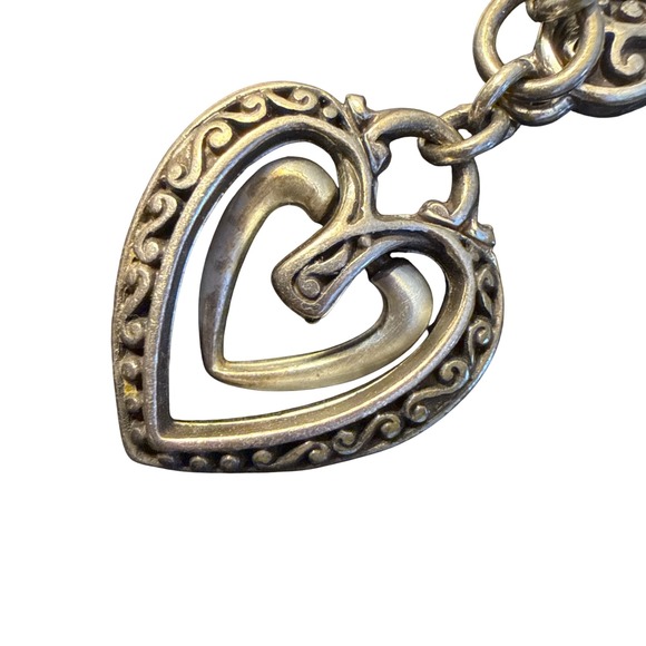 Brighton Heart Charm Bracelet Silver Scrollwork Bohemian Romantic Filigree - Picture 10 of 10